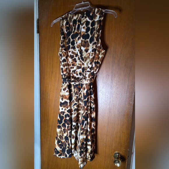 Calvin Klein Sleeveless Animal Print Dress with Belt Size 14W - Picture 3 of 3